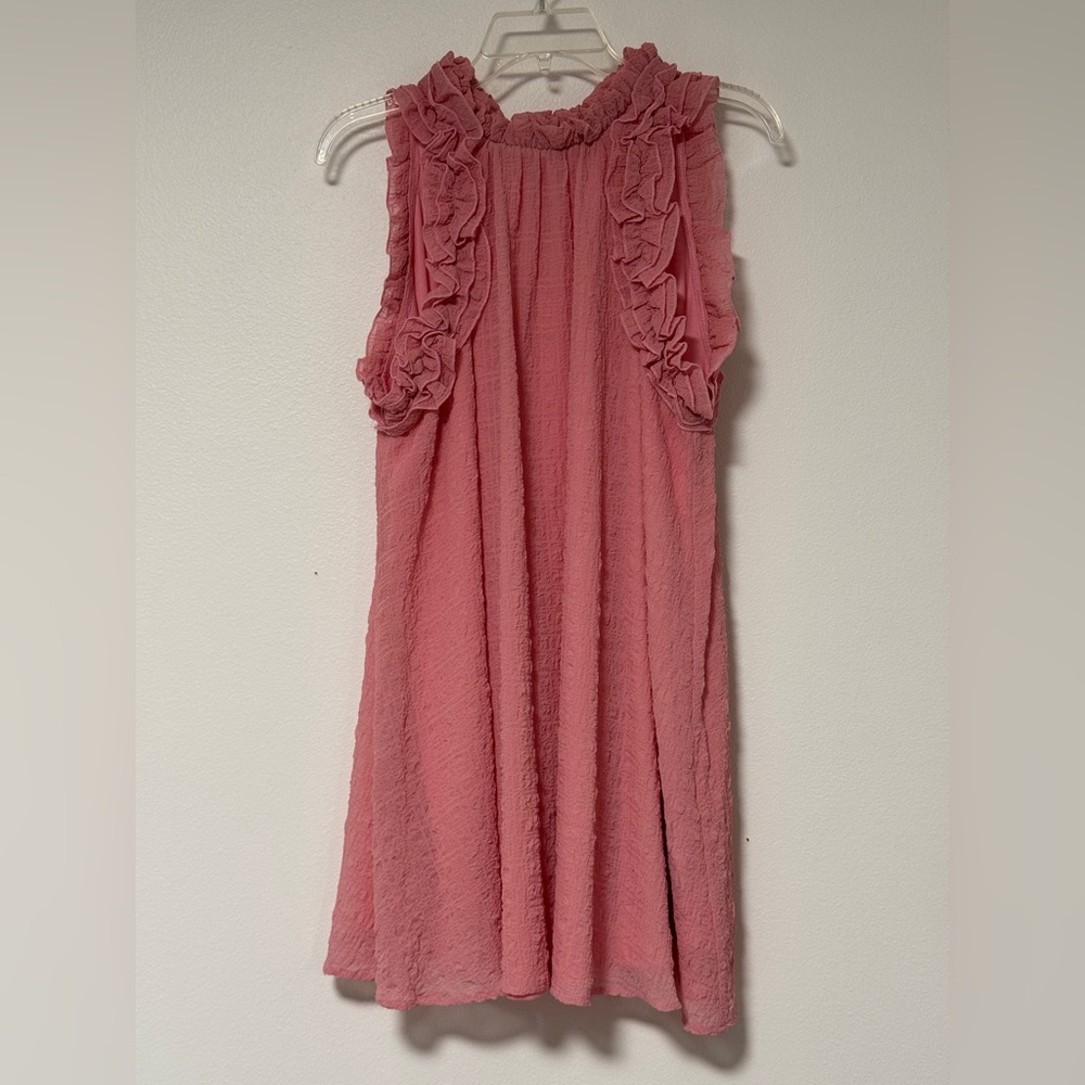 Aura Pink Ruffle Casual Dress